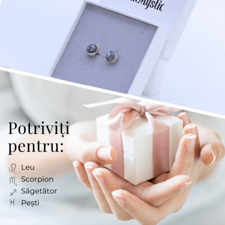 Cercei Eleganti cu piatra Labradorit Natural inchidere pe surub, pentru echilibru si protectie [3]