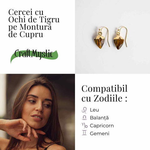 Cercei Eleganti cu Ochi de Tigru Natural Fatetat - Protectie si Claritate [4]