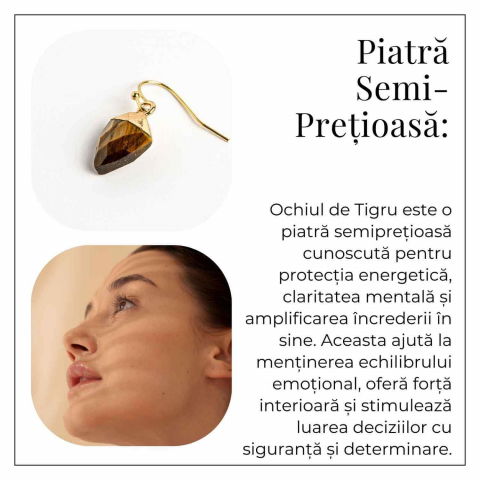 Cercei Eleganti cu Ochi de Tigru Natural Fatetat - Protectie si Claritate [5]