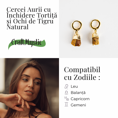 Cercei Aurii cu Ochi de Tigru Brut Natural – Putere si Protectie [4]