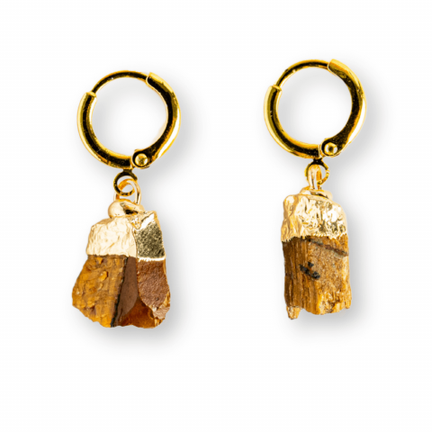 Cercei - Cercei Aurii cu Ochi de Tigru Brut Natural – Putere si Protectie