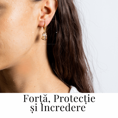 Cercei Aurii cu Ochi de Tigru Brut Natural – Putere si Protectie [1]