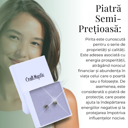 Cercei Eleganti cu Pirita Naturala, inchidere pe surub, pentru protectie si noroc [5]