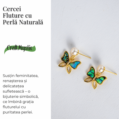 Cercei fluture cu perla naturala – Rafinament si renastere [4]