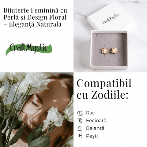 Floare de lumina – Cercei cu perla naturala si design floral [5]