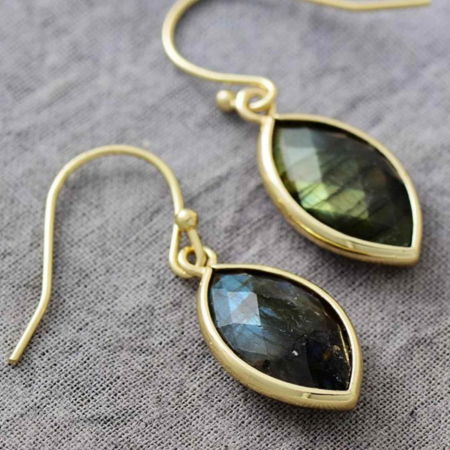 Cercei cu Piatra Semipretioasa Labradorit Naturala in forma de lacrima [4]