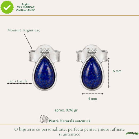 Cercei argint 925 lacrima cu Lapis Lazuli – claritate si incredere interioara [3]