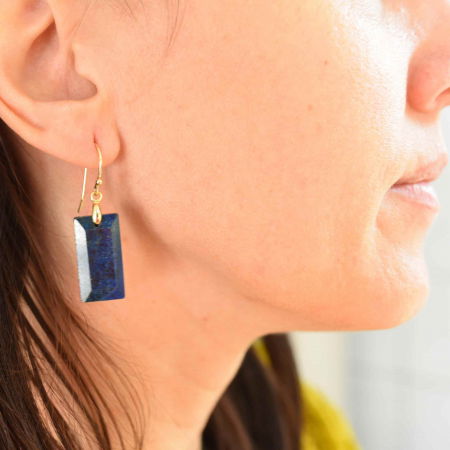 Cercei cu Pietre Semipretioase Lapis Lazuli forma dreptunghiulara Pentru intelepciune, claritate mentala [1]