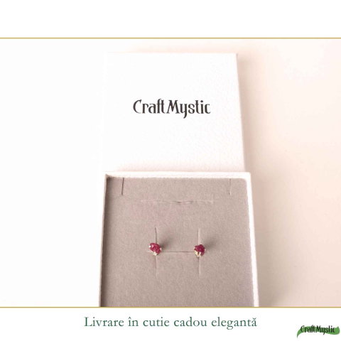 Cercei Argint 925 cu Rubin Brut Natural – Energie, Curaj si Feminitate [5]