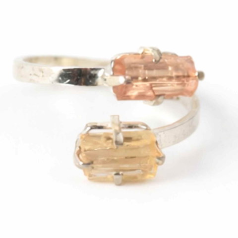 Inel dublu din Topaz Imperial natural si Argint 925 - Echilibru in doua lumini [5]