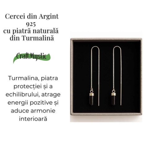 Protectie si Echilibru Energetic – Cercei din Argint 925 cu Turmalina Naturala [3]