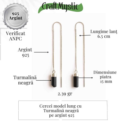 Protectie si Echilibru Energetic – Cercei din Argint 925 cu Turmalina Naturala [2]
