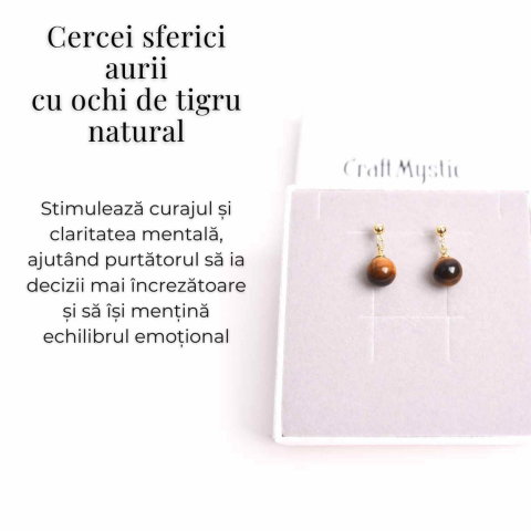 Cercei Ochi de Tigru Biluta 10 mm - Protectie si Eleganta Aurie [2]
