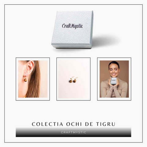 Cercei Ochi de Tigru Biluta 10 mm - Protectie si Eleganta Aurie [6]