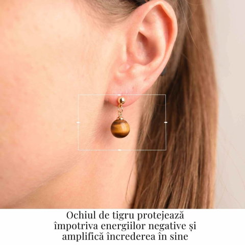 Cercei Ochi de Tigru Biluta 10 mm - Protectie si Eleganta Aurie [1]