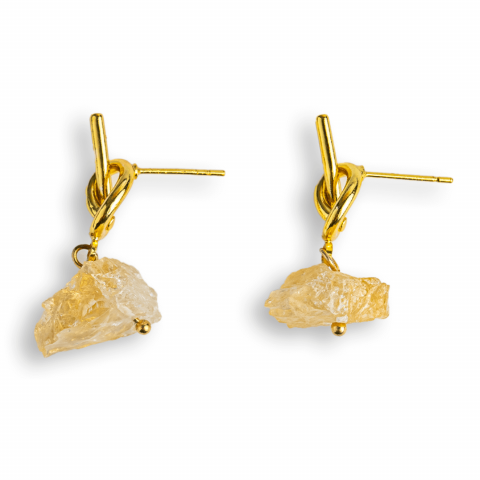 Cristale pentru zodii - Talisman al Abundentei – Cercei cu Citrin si Nod Elegant