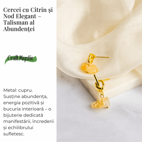 Talisman al Abundentei – Cercei cu Citrin si Nod Elegant [2]