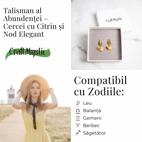 Talisman al Abundentei – Cercei cu Citrin si Nod Elegant [4]
