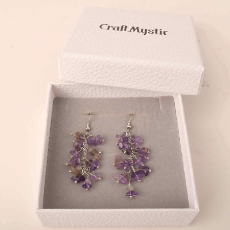 Cercei cu carlig cu piatra de cristal ametist polisat - Bijuterii pentru femei [2]