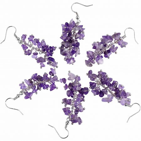 Cercei cu carlig cu piatra de cristal ametist polisat - Bijuterii pentru femei [5]