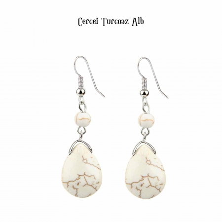 Cercei din Turcoaz cu Textura de Temperament Cercei Lungi Bridal in Culoarea Alba [4]