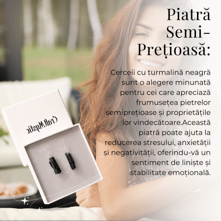 Cercei Argintii cu Turmalina Neagra Bruta 20-25mm [6]