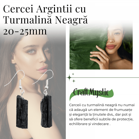 Cercei Argintii cu Turmalina Neagra Bruta 20-25mm [4]
