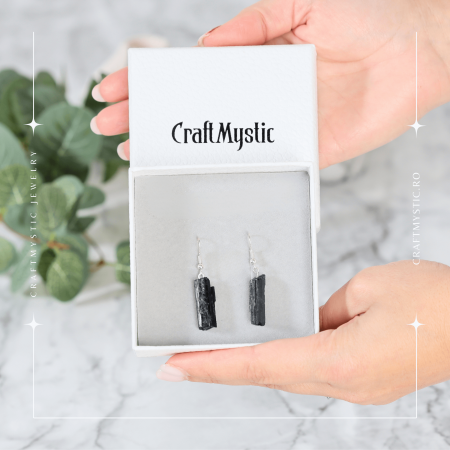 Cercei Argintii cu Turmalina Neagra Bruta 20-25mm [5]