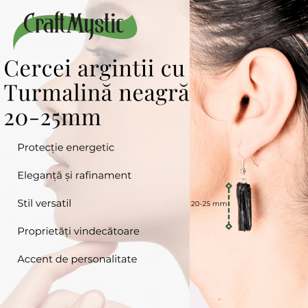 Cercei Argintii cu Turmalina Neagra Bruta 20-25mm [2]