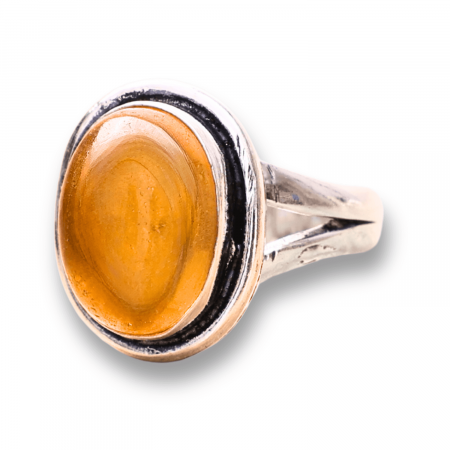 Incredere si Curaj - Inel Ajustabil Argintiu cu Citrin Natural