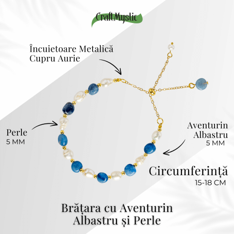 Protectie si claritate – Bratara cu aventurin albastru si perle [3]