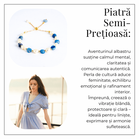 Protectie si claritate – Bratara cu aventurin albastru si perle [5]