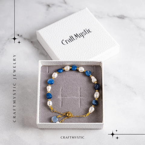 Protectie si claritate – Bratara cu aventurin albastru si perle [7]