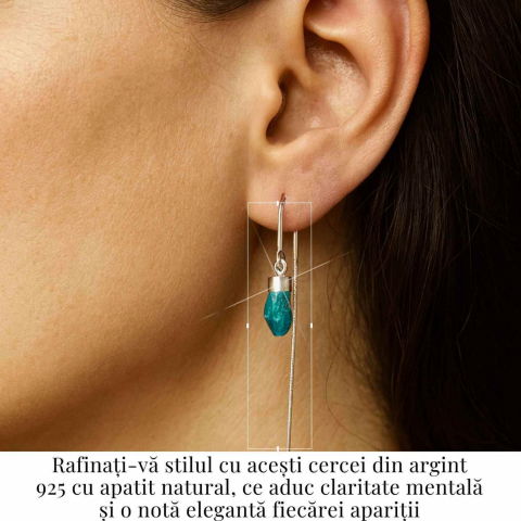 Claritate si Energie Pozitiva – Cercei Lungi din Argint 925 cu Lant si Apatit Albastru [1]