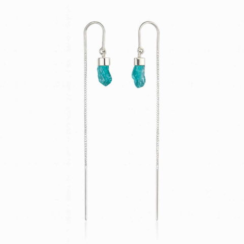 Balanta - Claritate si Energie Pozitiva – Cercei Lungi din Argint 925 cu Lant si Apatit Albastru