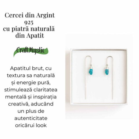 Claritate si Energie Pozitiva – Cercei Lungi din Argint 925 cu Lant si Apatit Albastru [2]