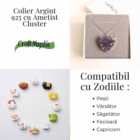 Liniste si Claritate Interioara – Colier Inima cu Ametist Cluster din argint 925 [3]