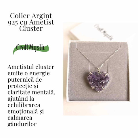 Liniste si Claritate Interioara – Colier Inima cu Ametist Cluster din argint 925 [2]