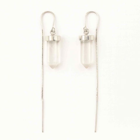 Cercei - Claritate mentala si purificare – Cercei lungi din argint 925 cu Cuart de Stanca natural