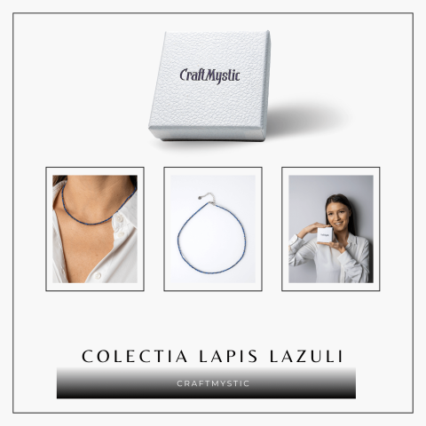 Intelepciune si Creativitate – Choker din Otel Inoxidabil cu Lapis Lazuli Natural Fatetat [7]