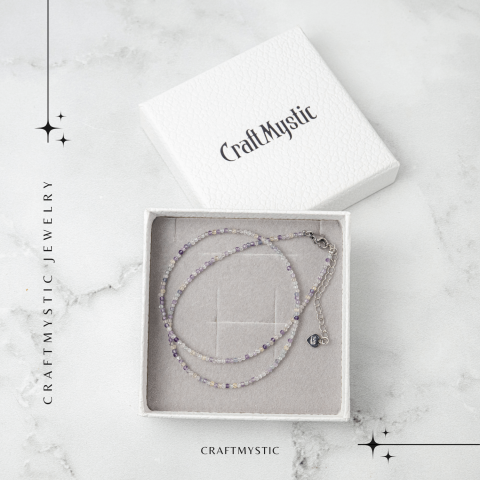 Echilibru si Claritate – Choker din Otel Inoxidabil cu Fluorit Multicolor Natural Fatetat 2.5MM [6]