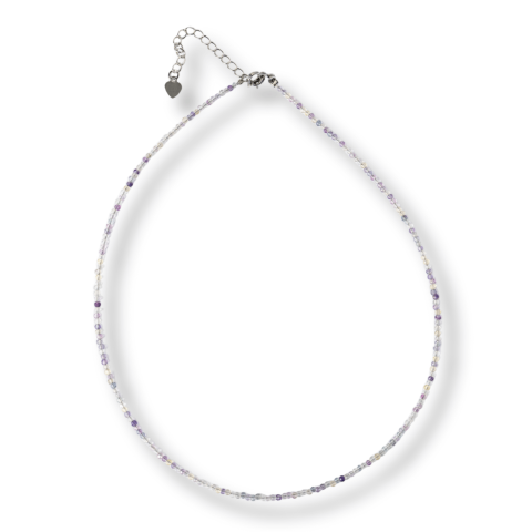 Meditatie si Spiritualitate - Echilibru si Claritate – Choker din Otel Inoxidabil cu Fluorit Multicolor Natural Fatetat 2.5MM