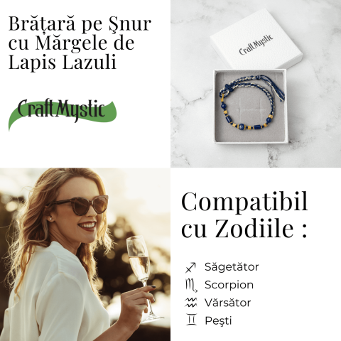 Protectie si Claritate – Bratara Impletita din Lapis Lazuli Natural, Lucrata Manual [3]
