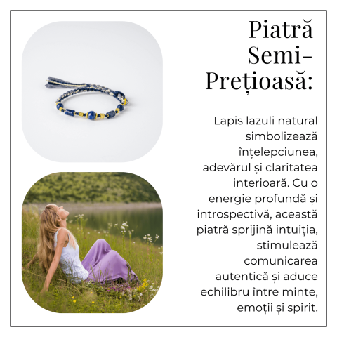 Protectie si Claritate – Bratara Impletita din Lapis Lazuli Natural, Lucrata Manual [5]