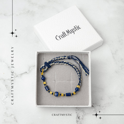 Protectie si Claritate – Bratara Impletita din Lapis Lazuli Natural, Lucrata Manual [6]