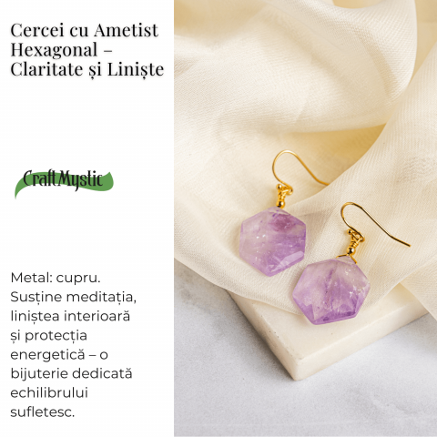 Claritate si Liniste – Cercei cu Ametist Hexagonal [2]
