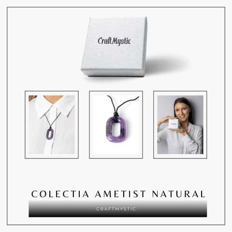 Colier cu Pandantiv Oval din Ametist Natural – Piatra Protectiei si Claritatii Spirituale [7]