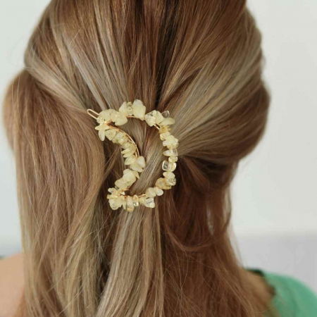 Bijuterii Semiprețioase - Cleme de par in forma de semiluna cu piatra naturala semipretioasa Ametist pentru un look chic si vibratii pozitive