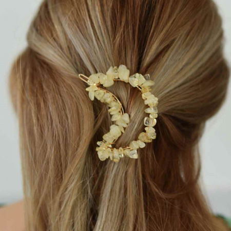 Cleme de par in forma de semiluna cu piatra naturala semipretioasa Ametist pentru un look chic si vibratii pozitive [1]