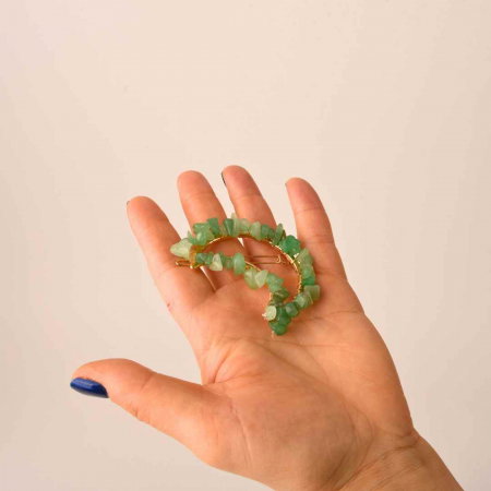 Cleme de par in forma de semiluna cu piatra naturala semipretioasa Ametist pentru un look chic si vibratii pozitive [2]